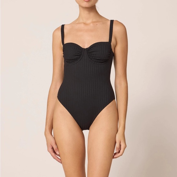 Cleobella Black Ribbed One-Piece Swimsuit